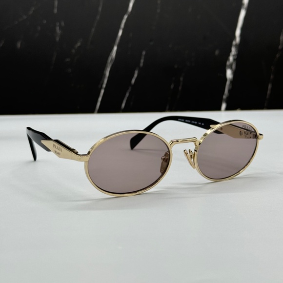 Prada Gold and Gray Oval Sunglasses - Picture 5 of 10